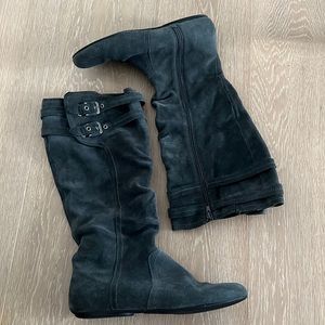 Charcoal genuine suede boots